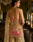 Leaf Green Three-Dimensional Sharara Set