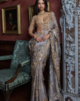 Gun Metal Sequin Saree