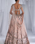 Posey Peach Raw Silk Bridal Lehenga Set