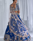 Daffodil Blue Raw Silk Bridal Lehenga Set