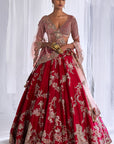 Daisy Maroon Raw Silk Bridal Lehenga Set