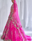 Cynthia Fuschia Raw Silk Bridal Lehenga Set