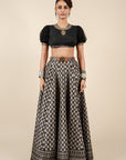 Almond Ivory - Black Skirt Set
