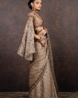 Almond Peach Saree Set | Muraqqa