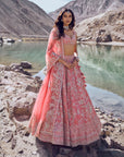 Ember Lehenga Set - Coral