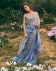 Zari Cutwork Ruffle Saree Set