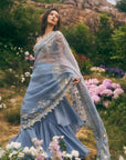 Zari Cutwork Ruffle Saree Set