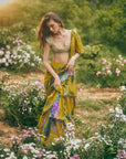 Akhila Printed Ruffle Saree Set - Yellow