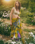 Akhila Printed Ruffle Saree Set - Yellow