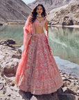 Ember Lehenga Set - Coral