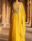 Yellow Georgette Embroidered Lehenga Set - Ready to Ship