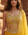 Yellow Georgette Embroidered Lehenga Set - Ready to Ship