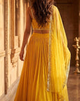 Yellow Georgette Embroidered Lehenga Set - Ready to Ship