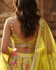 Lime Crepe Embroidered Lehenga Set - Ready to Ship