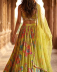 Lime Crepe Embroidered Lehenga Set - Ready to Ship