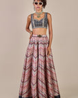 Navy Blue - Multi Hued Skirt Set