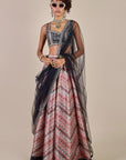 Navy Blue - Multi Hued Skirt Set