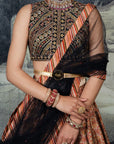 Burgundy - Orange Ombre Skirt Set | Baroda - Ready to Ship