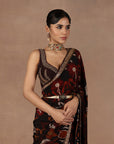 Burgundy Ikat Saree Set
