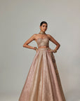Deep Beige Multicolor Corset With Skirt