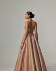 Deep Beige Multicolor Corset With Skirt