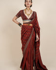 Caramine Red Saree Set