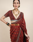 Caramine Red Saree Set