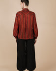 Caramine Red Striped Long Top