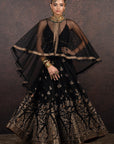 Caviar Black Anarkali Set | Muraqqa