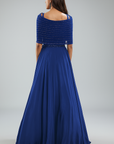 Blue Crepe Hand Embroidered Skirt Set - Ready to Ship