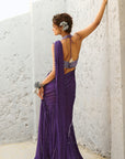 Moon Purple Pre Drape Saree