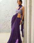 Moon Purple Pre Drape Saree