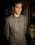 Steel Grey Sherwani Set - Ready to Ship