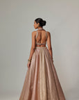 Deep Beige Multicolor With Crop Top