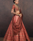 Coral Peach Ombre Skirt Set | Muraqqa