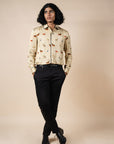 Creme Ivory Fauna Printed Shirt