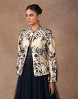 Creme Ivory -Blue Alika Jacket | Muraqqa