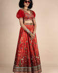 Crimson Red Ombre Skirt Set