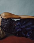 Luna Noir Beaded Slit Gown