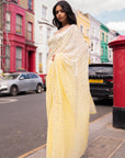 Ombre Lemon Mirror Work Saree