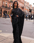 Black Sequin & Crystal Saree