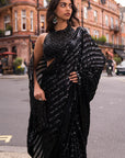 Black Sequin & Crystal Saree