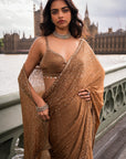 Antique Gold Crystal Saree