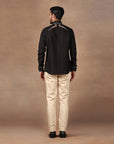 Deep Black Embroidered Shirt | Muraqqa