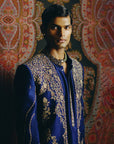 Blue Heritage Open Jacket with Kurta & Pant Set