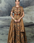 Earthy Mustard Anarkali Set | Baroda
