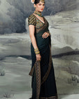 Emerald - Purssian Blue Ombre Saree Set | Baroda