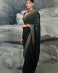 Emerald - Purssian Blue Ombre Saree Set | Baroda