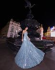 Ice Blue Mirror Work Gown 1