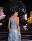 Ice Blue Mirror Work Gown 3